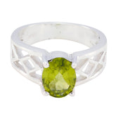 Isabella Green Solitaire Gemstone Ring with Silver Band